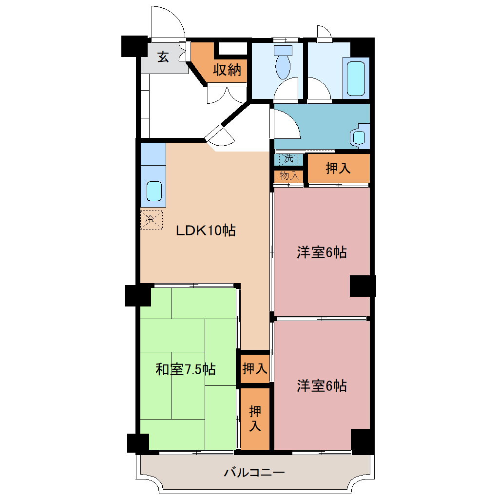 パールハイツ文化町 4階 3DK 賃貸物件詳細