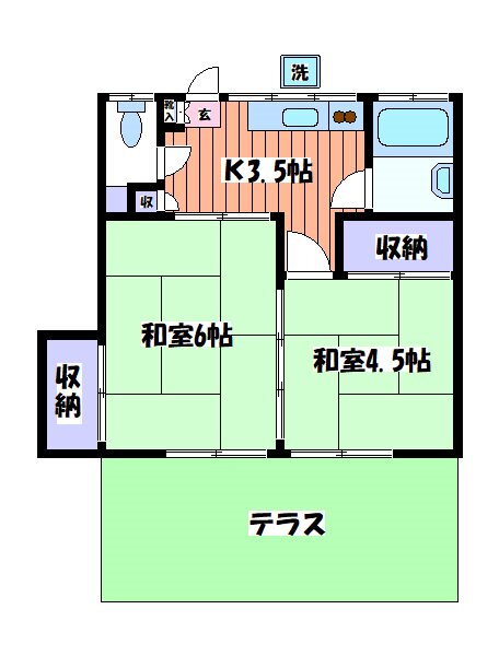 晴風荘 1階 2K 賃貸物件詳細
