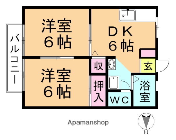 サンシティー森田 1階 2DK 賃貸物件詳細