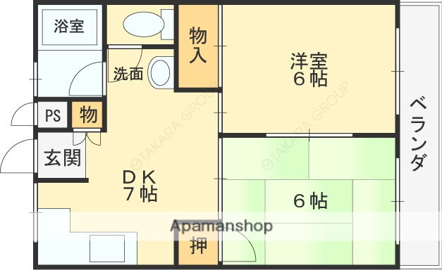 大阪府八尾市西山本町６ 河内山本駅 2DK マンション 賃貸物件詳細