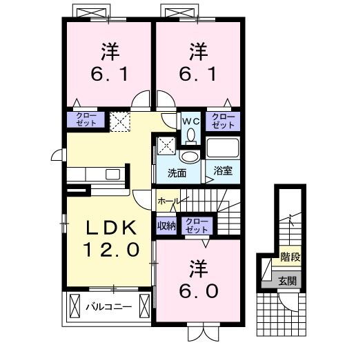 愛知県一宮市奥町字川崎 奥町駅 3LDK アパート 賃貸物件詳細