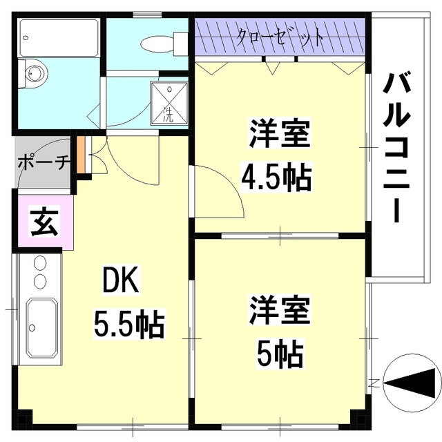 ホワイト・レジデンスＩＩ 2階 2DK 賃貸物件詳細