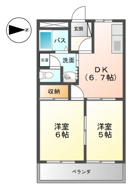 岡山県倉敷市生坂 中庄駅 2DK アパート 賃貸物件詳細