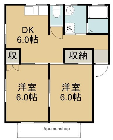 コーポチャイルド 2階 2DK 賃貸物件詳細