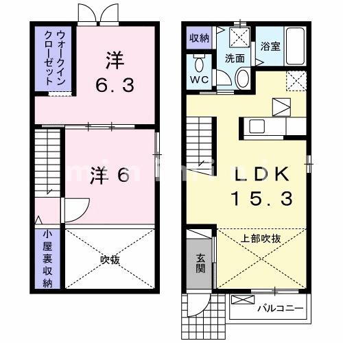 サン・コテージュＦ 1階 2LDK 賃貸物件詳細