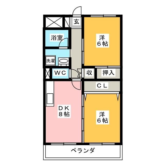 グリーンパークおし沼　Ａ・Ｂ 2階 2DK 賃貸物件詳細