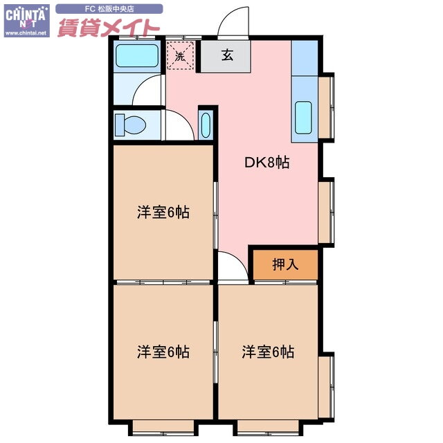 三重県松阪市五反田町５ 松阪駅 3DK アパート 賃貸物件詳細