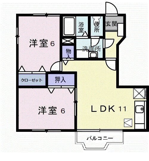 岡山県倉敷市児島稗田町 上の町駅 2LDK アパート 賃貸物件詳細