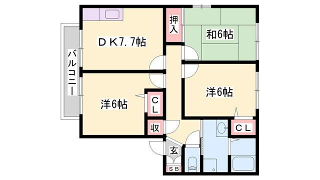 兵庫県姫路市広畑区蒲田２ 姫路駅 3DK アパート 賃貸物件詳細