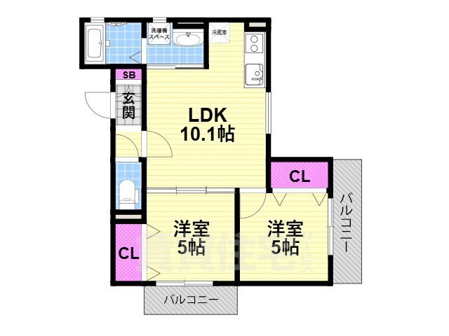大阪府四條畷市中野本町 忍ケ丘駅 2LDK アパート 賃貸物件詳細