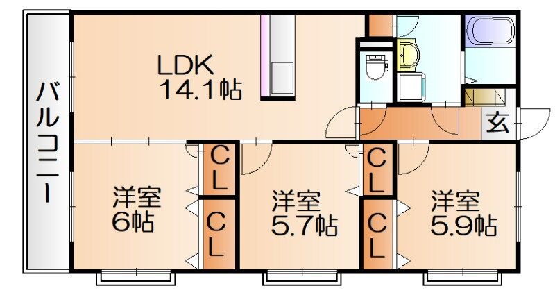福岡県糟屋郡志免町別府３ 福岡空港駅 3LDK マンション 賃貸物件詳細