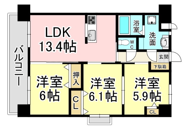 福岡県北九州市小倉北区菜園場１ 西小倉駅 3LDK マンション 賃貸物件詳細