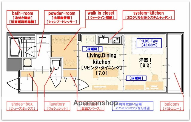 ロイヤルパークスなんば 11階 1DK 賃貸物件詳細