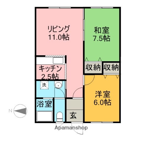 北海道滝川市東町３ 滝川駅 2LDK アパート 賃貸物件詳細