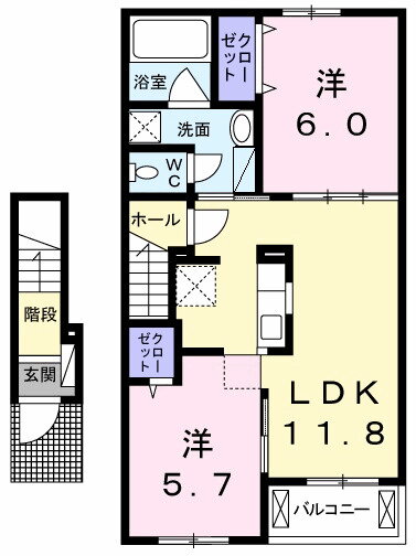 高知県南国市大そね 後免中町駅 2LDK アパート 賃貸物件詳細