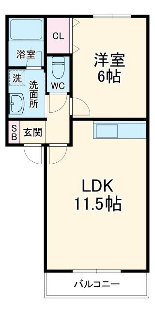 リバーサイド鎌須賀 2階 1LDK 賃貸物件詳細