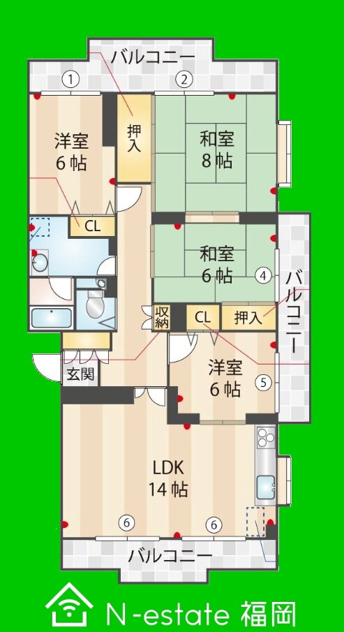 福岡県福岡市早良区南庄６ 室見駅 4LDK マンション 賃貸物件詳細