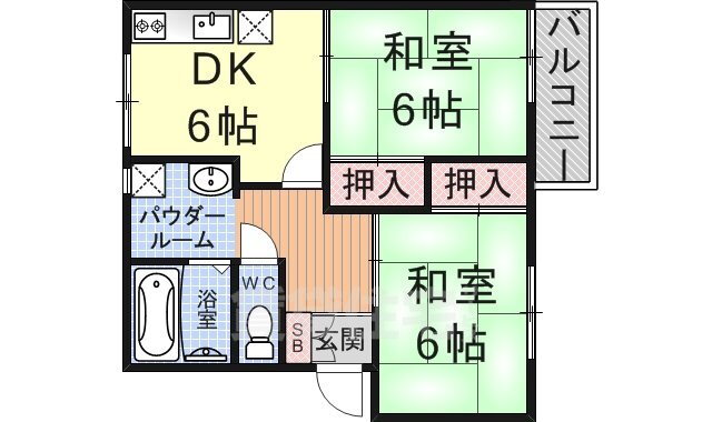 滋賀県栗東市大橋４ 手原駅 2DK アパート 賃貸物件詳細