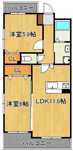 福岡県北九州市小倉北区白萩町 西小倉駅 2LDK マンション 賃貸物件詳細