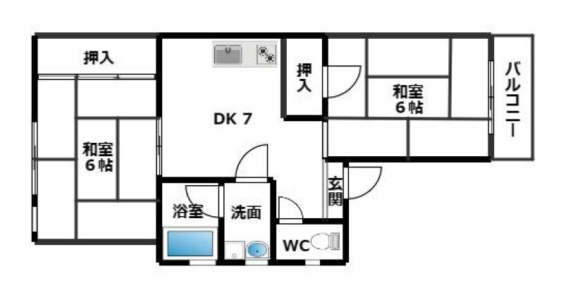 西浜マンション 4階 2DK 賃貸物件詳細