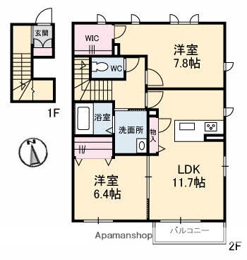 広島県福山市川口町２ 福山駅 2LDK アパート 賃貸物件詳細