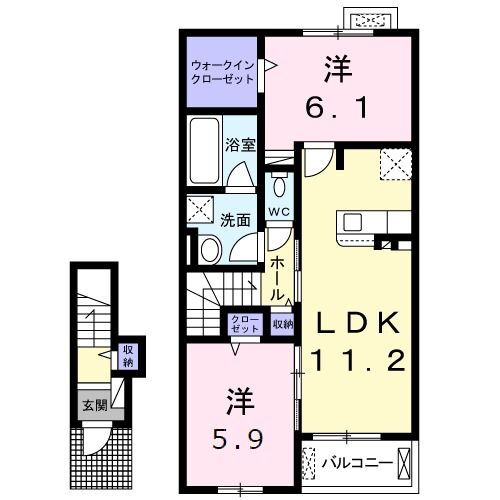 福岡県直方市大字感田 木屋瀬駅 2LDK アパート 賃貸物件詳細