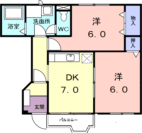 宮城県多賀城市新田字後 岩切駅 2DK アパート 賃貸物件詳細