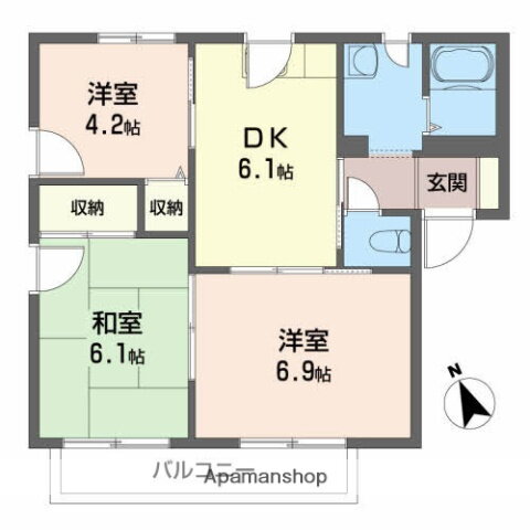 岩手県盛岡市三ツ割字上岩清水 山岸駅 3DK アパート 賃貸物件詳細