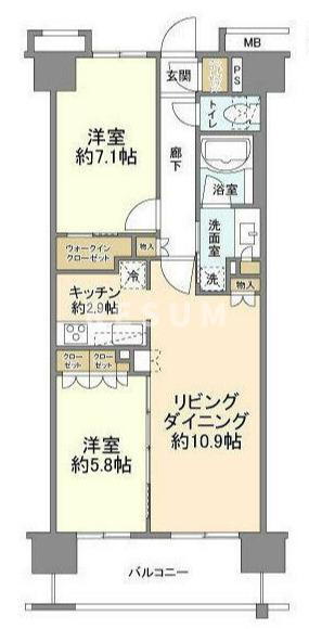 千葉県千葉市中央区新宿１ 千葉駅 2LDK マンション 賃貸物件詳細