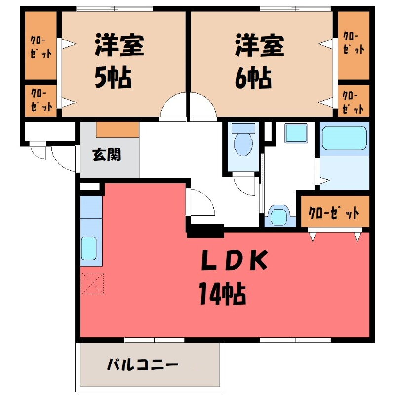 栃木県足利市朝倉町 東武和泉駅 2LDK マンション 賃貸物件詳細
