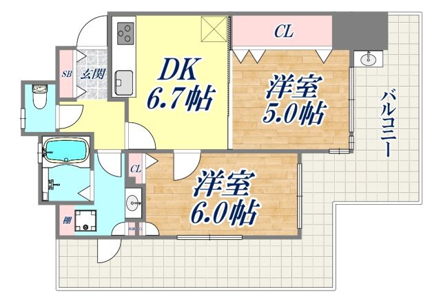 アスタピア新長田エスタプレシオス 11階 2DK 賃貸物件詳細
