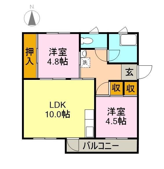 ＡＩＲＬＩＸ宮下 3階 2LDK 賃貸物件詳細