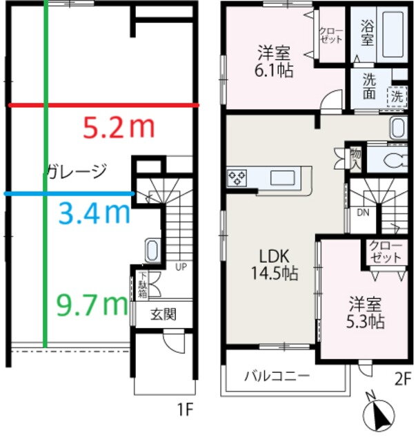 ｐｌａｉｓｉｒ　Ａ棟 2階 2LDK 賃貸物件詳細