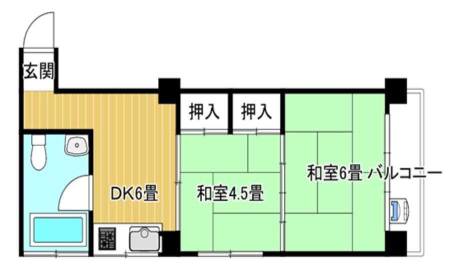 千代鶴マンション 4階 2DK 賃貸物件詳細