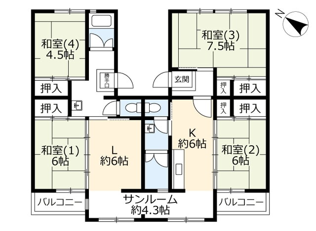 ＵＲ花山東 6階 4LK 賃貸物件詳細