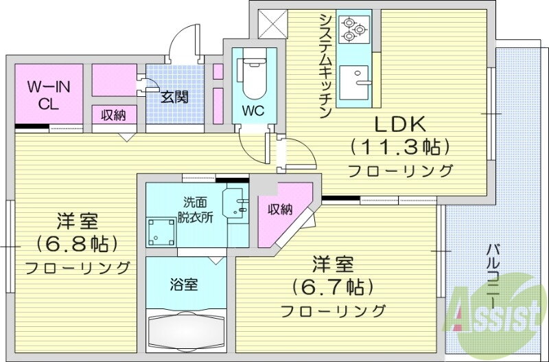 宮城県名取市杜せきのした１ 杜せきのした駅 2LDK アパート 賃貸物件詳細