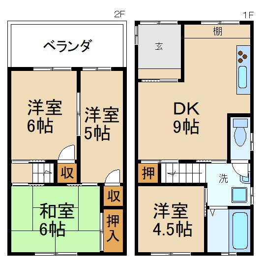 大阪府枚方市南中振２ 香里園駅 4LDK 一戸建て 賃貸物件詳細