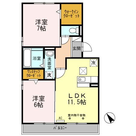 サンヒルズ　Ｂ棟 1階 2LDK 賃貸物件詳細