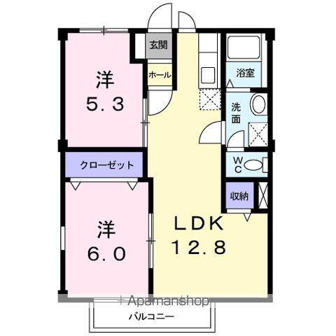 山梨県甲府市大里町 甲府駅 2LDK アパート 賃貸物件詳細