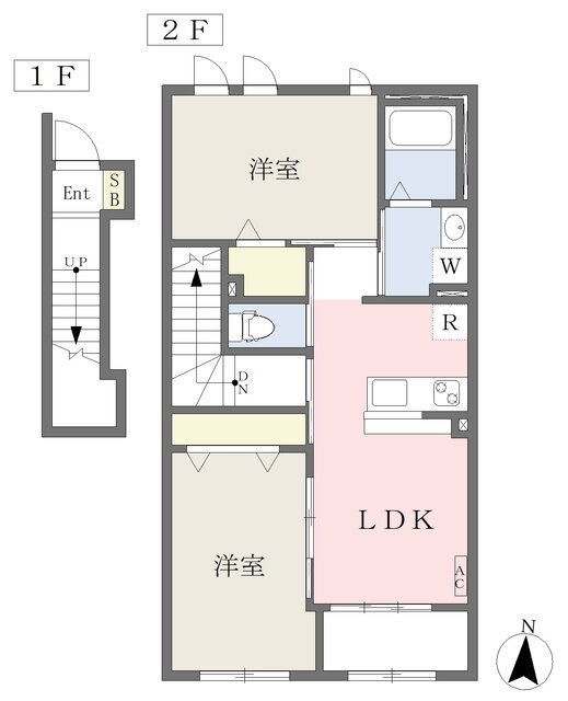 ＮＩＣＯ　ＨＯＵＳＥ 2階 2LDK 賃貸物件詳細