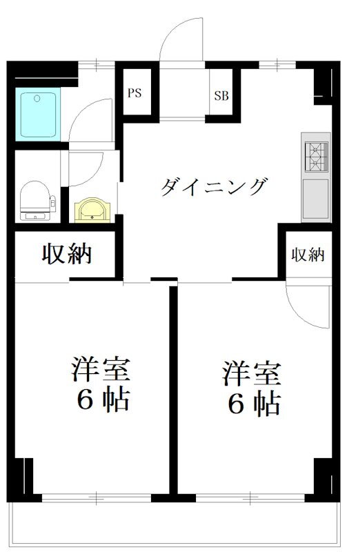 ＤＥ　ＢＬＡＮＣ 2階 2DK 賃貸物件詳細