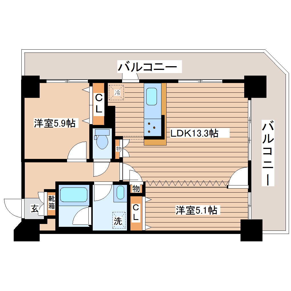 宮城県仙台市太白区長町５ 長町駅 2LDK マンション 賃貸物件詳細