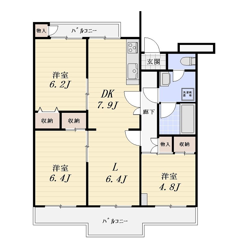駒寄団地第一住宅１２号棟 3階 3LDK 賃貸物件詳細
