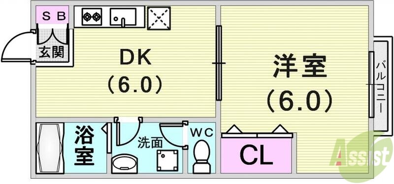 兵庫県神戸市中央区中山手通７ 神戸駅 1DK アパート 賃貸物件詳細