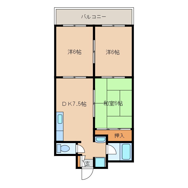 ＲＯＳＥ　ＶＩＬＬＡ 6階 3DK 賃貸物件詳細
