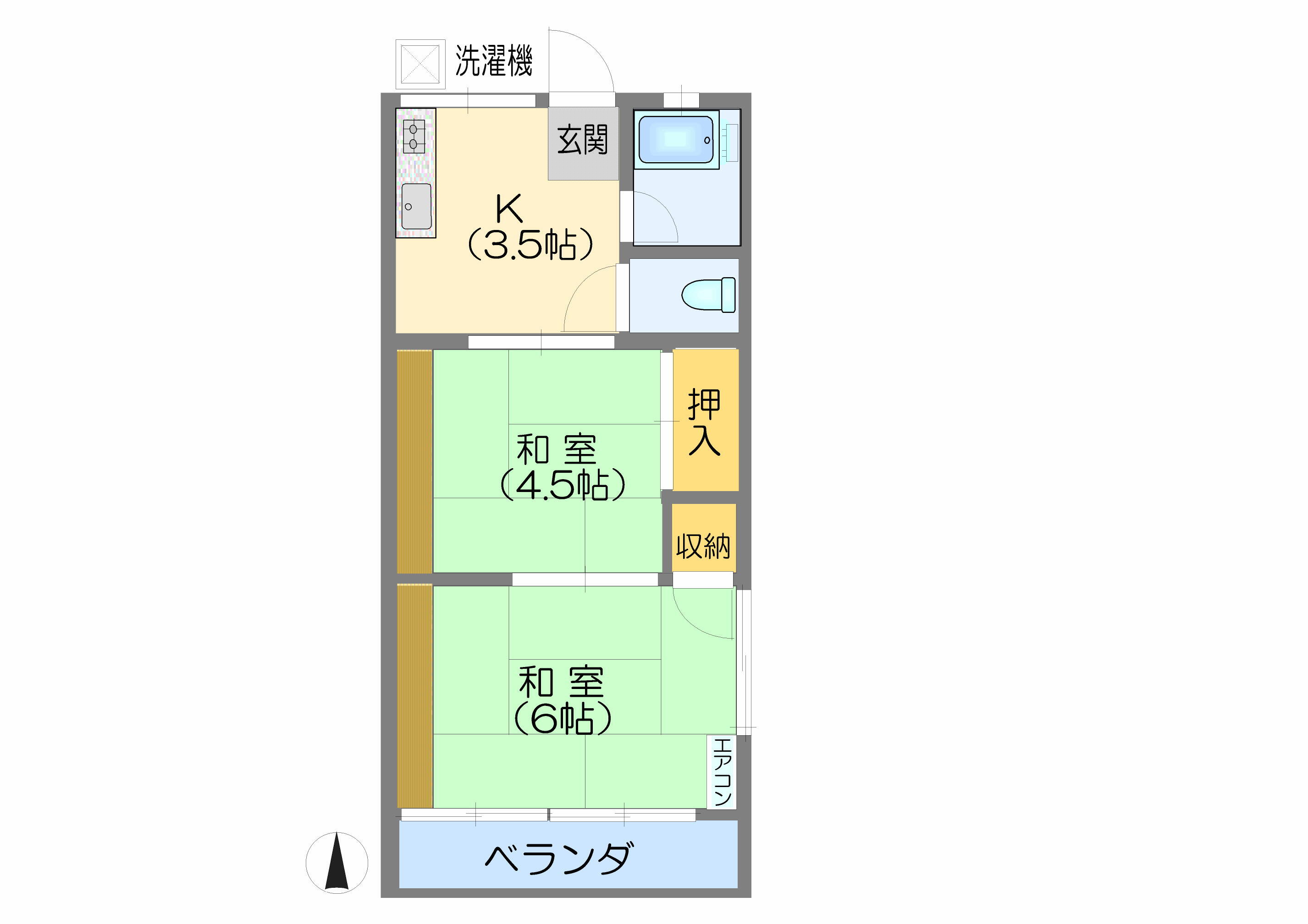 埼玉県川口市上青木３ 鳩ヶ谷駅 2K アパート 賃貸物件詳細