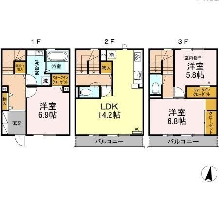 Ｄ－ｒｏｏｍ高取 3階 3LDK 賃貸物件詳細