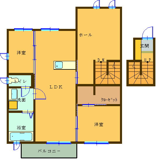 サンルシックＩ 2階 2LDK 賃貸物件詳細
