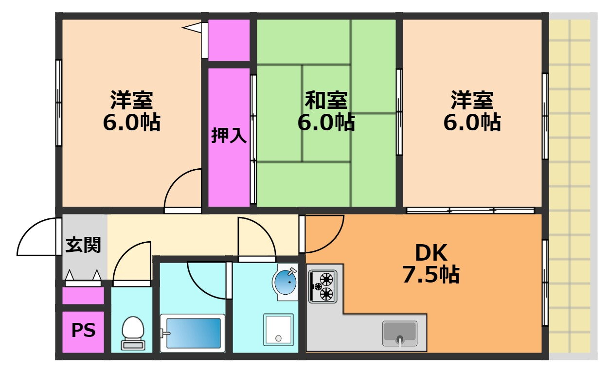 大阪府高槻市西真上２ 高槻駅 3DK マンション 賃貸物件詳細