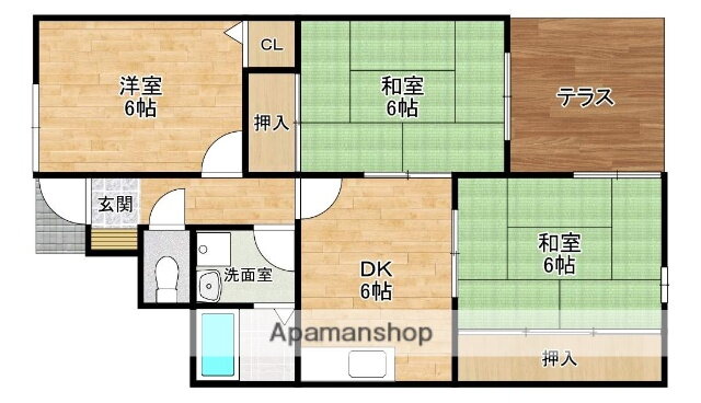 ウエストリバーハイツ 2階 3DK 賃貸物件詳細